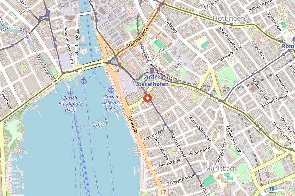 Map showing tibits in Zurich
