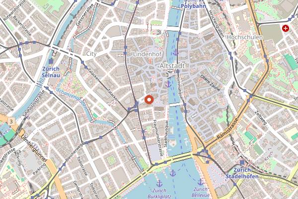 Map showing Zunfthaus zur Waag in Zurich