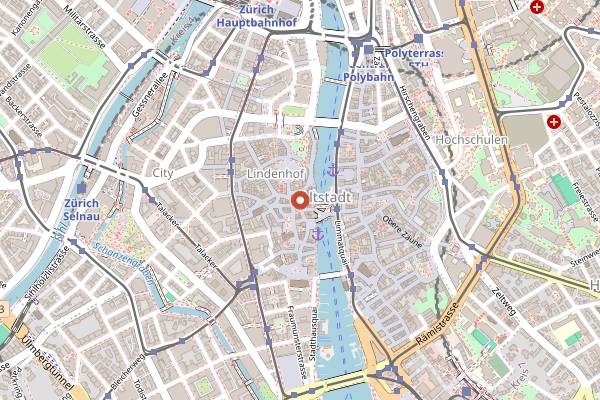 Map showing Old Crow in Zurich