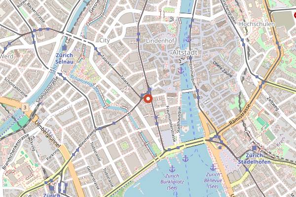Map showing Spruengli Boutique Paradeplatz in Zurich