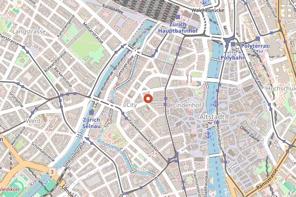 Map showing Haus Hiltl in Zurich