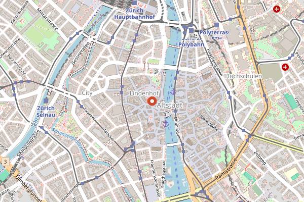 Map showing Restaurant Lindenhofkeller in Zurich