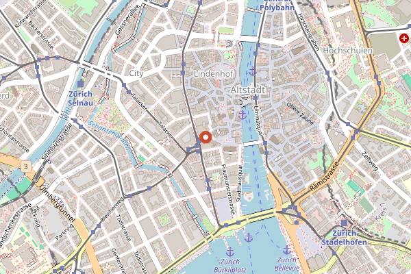 Map showing Zeughauskeller in Zurich