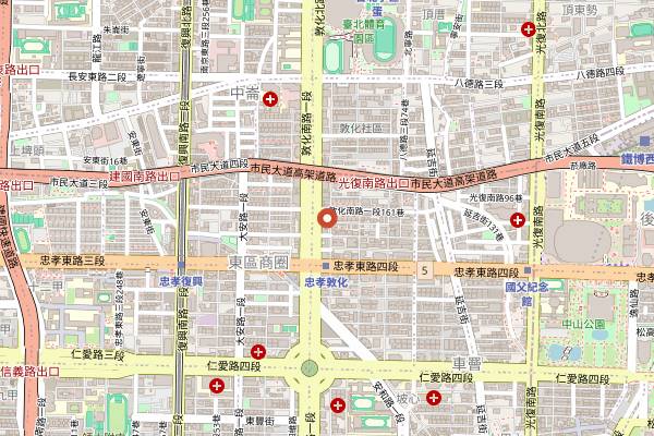 Map showing East End in Taipei