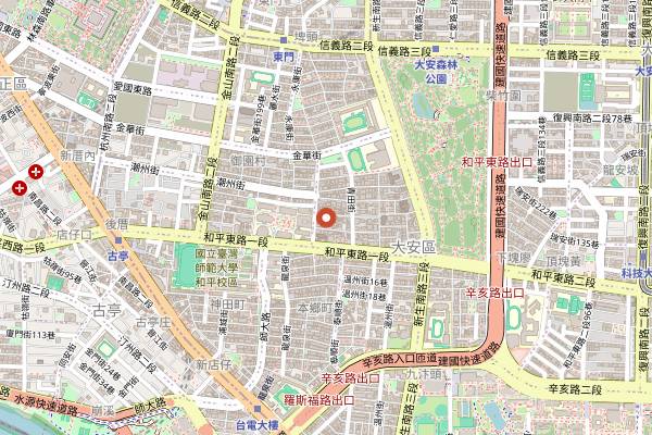 Map showing Qingtian Tea House in Taipei