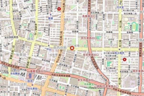 Map showing Fujin Tree Taiwanese Cuisine and Champagne in Taipei