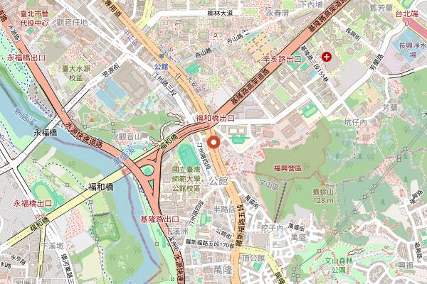 Map showing Gongguan Night Market in Taipei