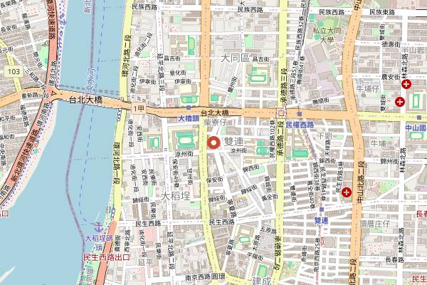 Map showing Ningxia Night Market in Taipei