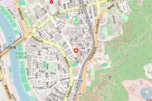 Map showing Shilin Night Market in Taipei