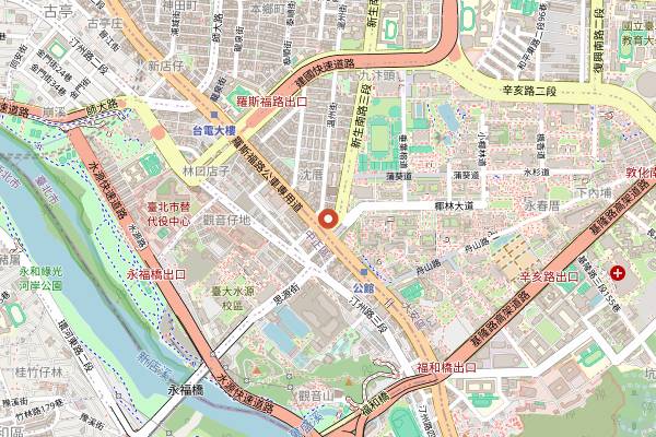 Map showing Tonghua Linjiang Street Night Market in Taipei