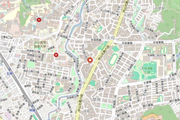 Map showing Ming Jiang Jiang Zhe Jia Yuan in Taipei
