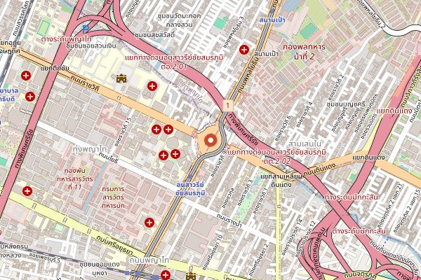 Map showing Victory Monument boat noodle alley in Bangkok