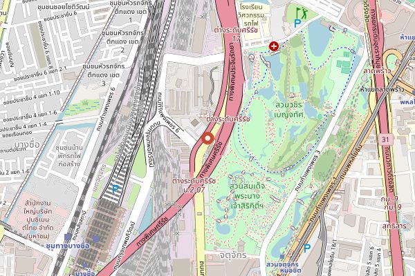 Map showing Chatuchak Weekend Market in Bangkok