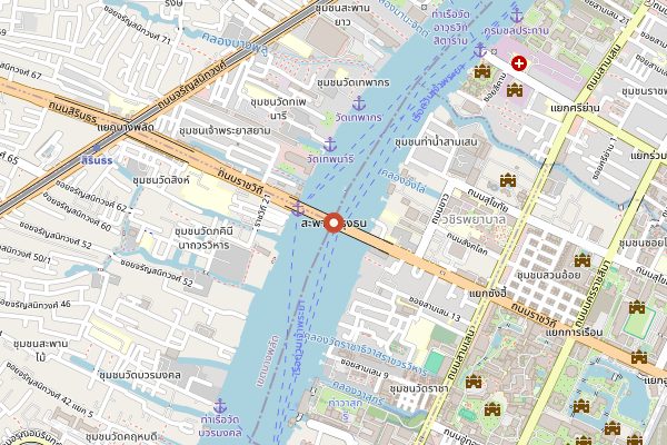 Map showing Ratchawat Fresh Market in Bangkok