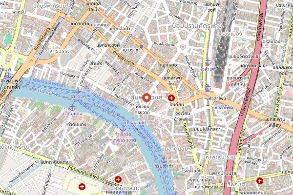 Map showing Yaowarat Sampeng Lane stalls in Bangkok