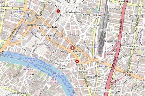 Map showing Pa Aor Tom Yum Goong Noodles in Bangkok