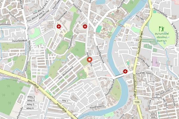 Map showing Ploen Ruedee Night Market in Chiang Mai