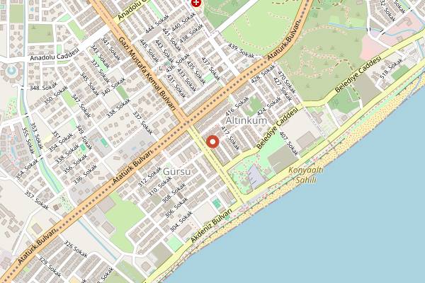 Map showing Vilanel Bakery in Antalya