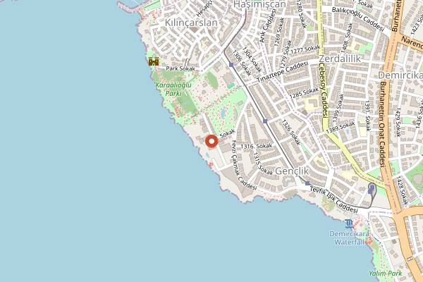 Map showing Oie Cafe Cocktail in Antalya