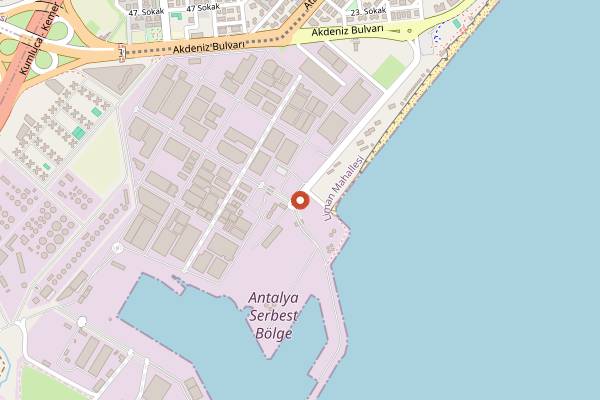 Map showing The Sudd Coffee Setur Marina in Antalya