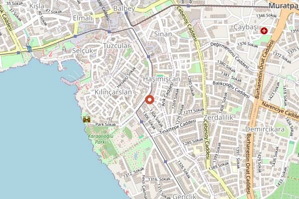 Map showing Can Ciğer Ocakbaşı in Antalya