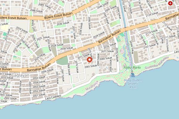 Map showing Çağlayan Kapalı Pazarı in Antalya