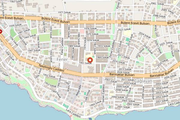 Map showing Fener Kapalı Çarşamba Pazarı in Antalya