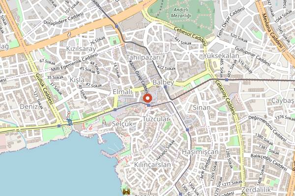 Map showing Parlak Restaurant in Antalya