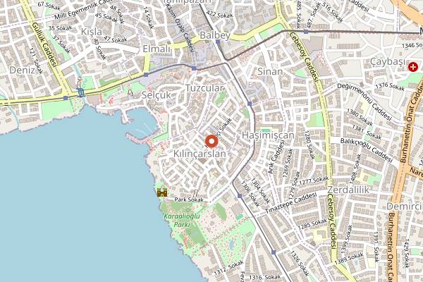 Map showing Vanilla Restaurant Kaleiçi in Antalya