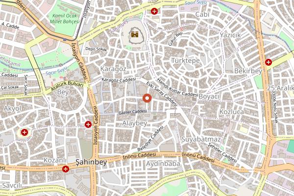 Map showing Ali Usta Kebap ve Baklava in Gaziantep