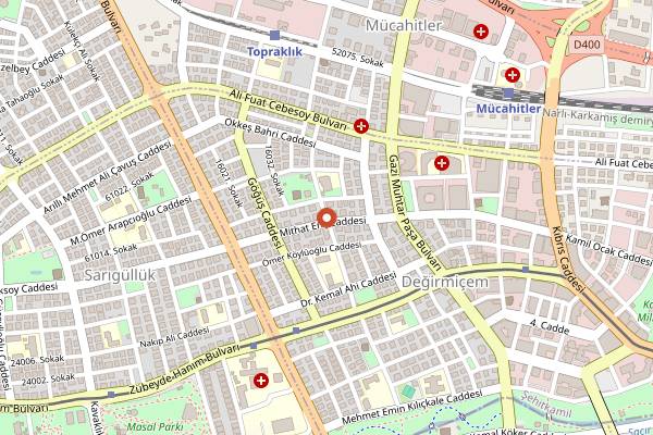 Map showing Dayının Yeri Kadayıf ve Billuriye in Gaziantep