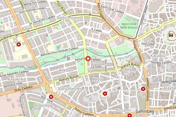 Map showing Sakıp Usta Paça Beyran Kebap in Gaziantep