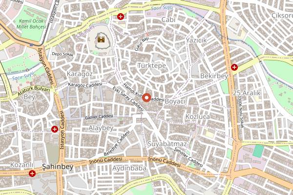 Map showing Yesemek Gaziantep Mutfağı in Gaziantep
