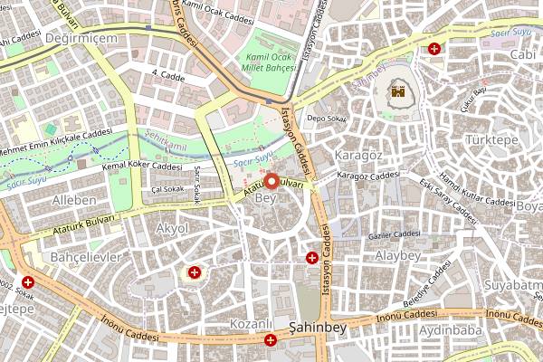 Map showing Gece Gündüz Bistro in Gaziantep