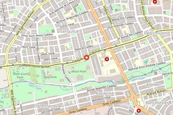 Map showing Üçler Kebap Lahmacun in Gaziantep