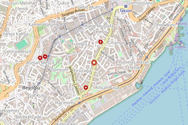 Map showing Kronotrop Cihangir in Istanbul