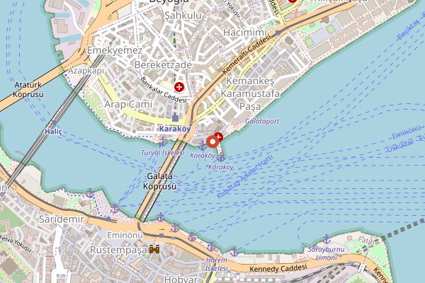 Map showing Karaköy Güllüoğlu in Istanbul