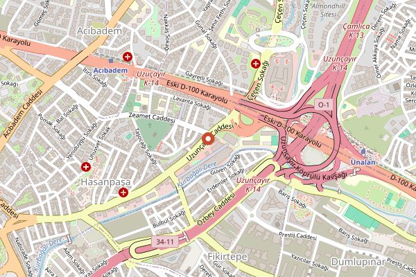 Map showing Kadıköy Salı Pazarı in Istanbul