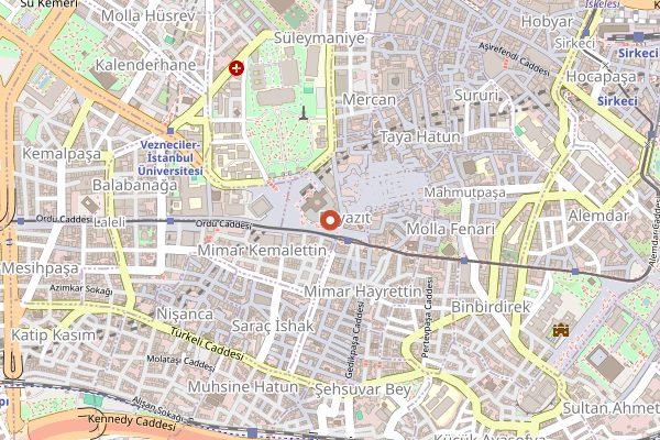 Map showing Kapalıçarşı (Grand Bazaar) in Istanbul