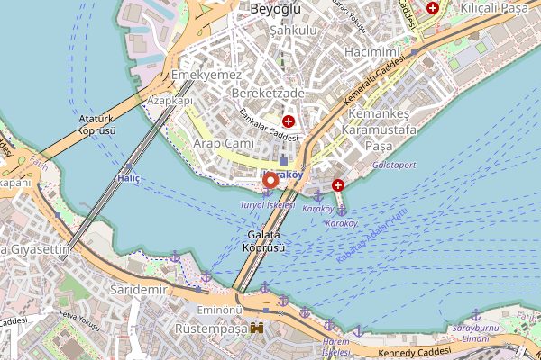 Map showing Karaköy Balık Pazarı in Istanbul
