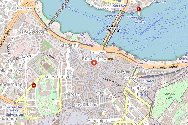 Map showing Spice Bazaar (Mısır Çarşısı) in Istanbul
