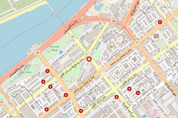Map showing Dampa Seafood Grill in Abu Dhabi