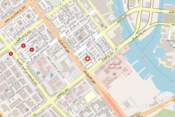 Map showing Tawa Bakery in Abu Dhabi