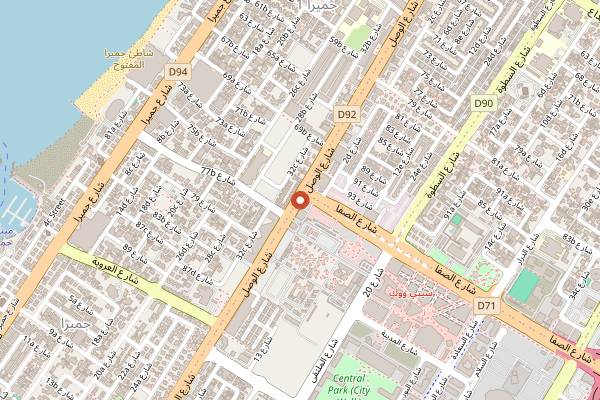 Map showing Creme Cafe in Dubai