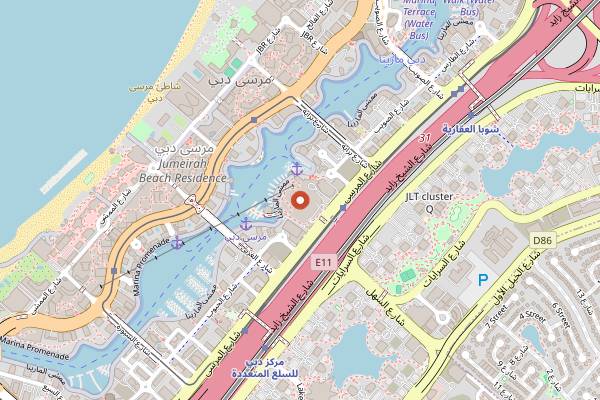 Map showing tashas Marina Mall in Dubai