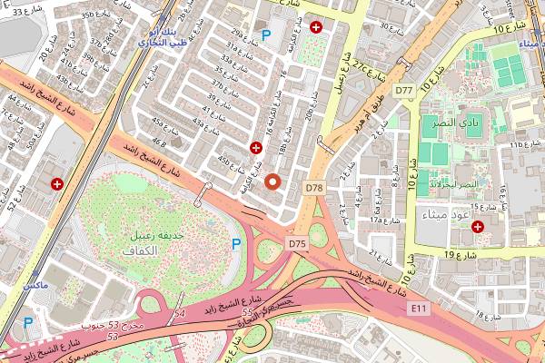 Map showing Woodlands Restaurant in Dubai