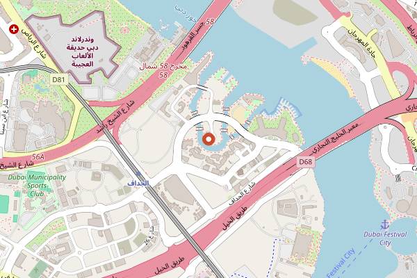 Map showing Q's Bar and Lounge in Dubai