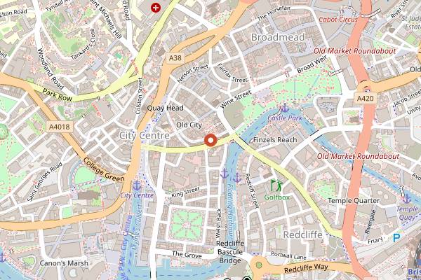 Map showing Seamus O'Donnell's in Bristol