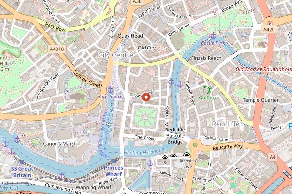 Map showing The Famous Royal Navy Volunteer in Bristol