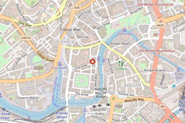 Map showing The Old Duke in Bristol